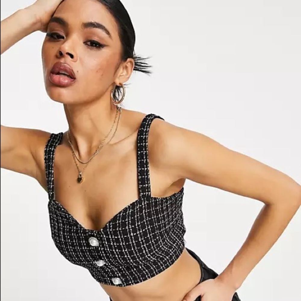 NWT Tailor Boucle Crop Top MISSGUIDED